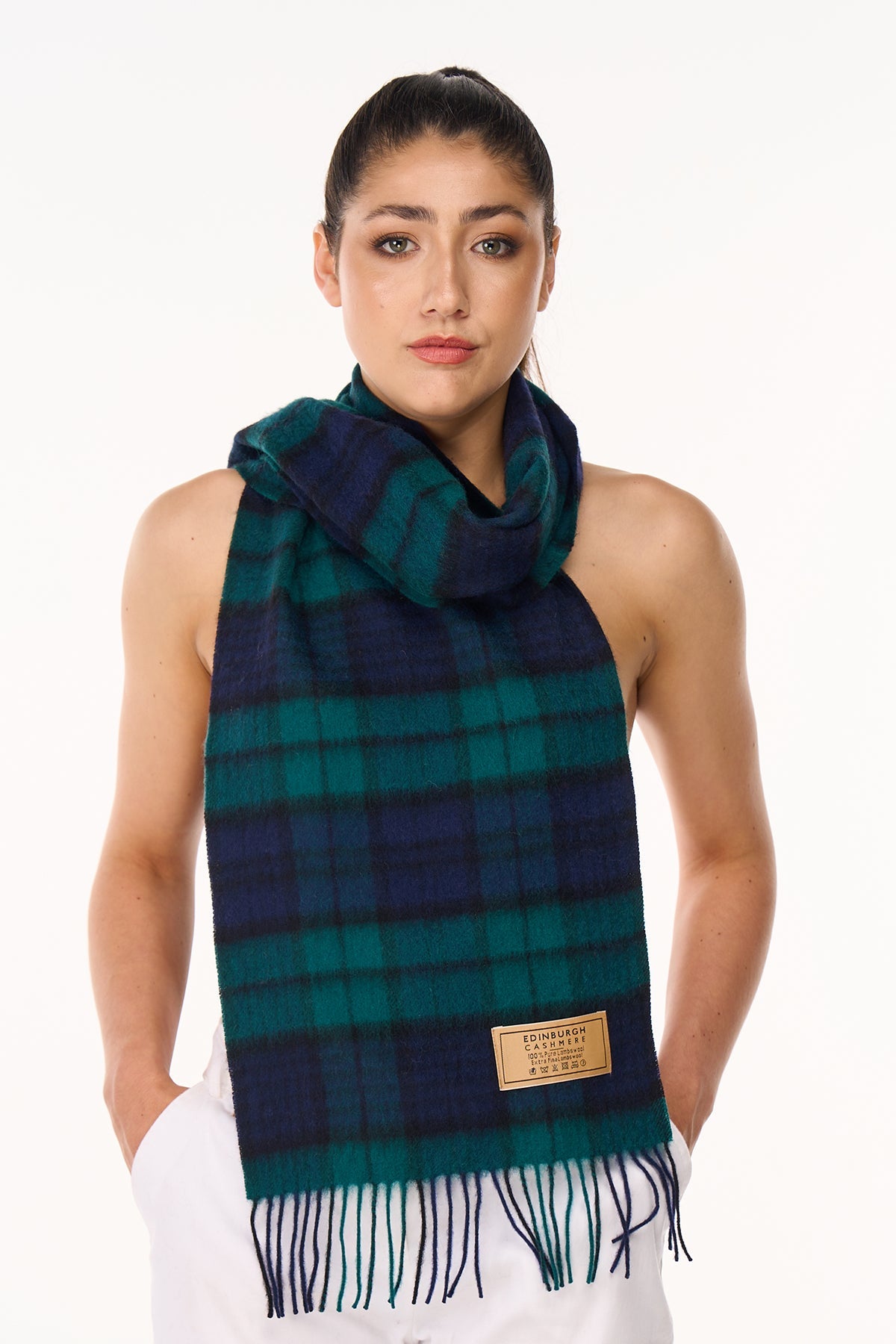 Cashmere Scarf Black Watch Tartan Small