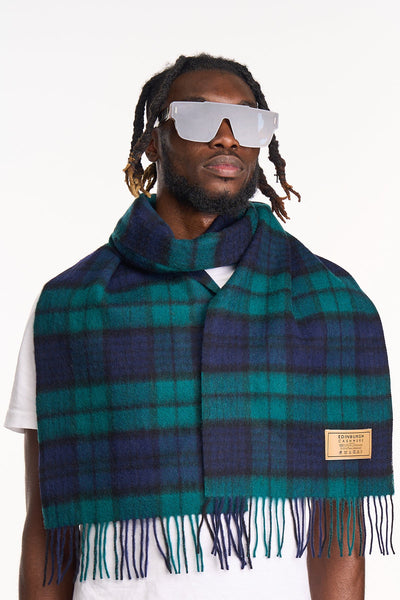 Lucchi Italy Cashmere Scarf Black Watch Tartan Small
