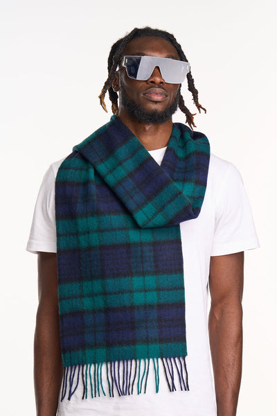 Lucchi Italy Cashmere Scarf Black Watch Tartan Small