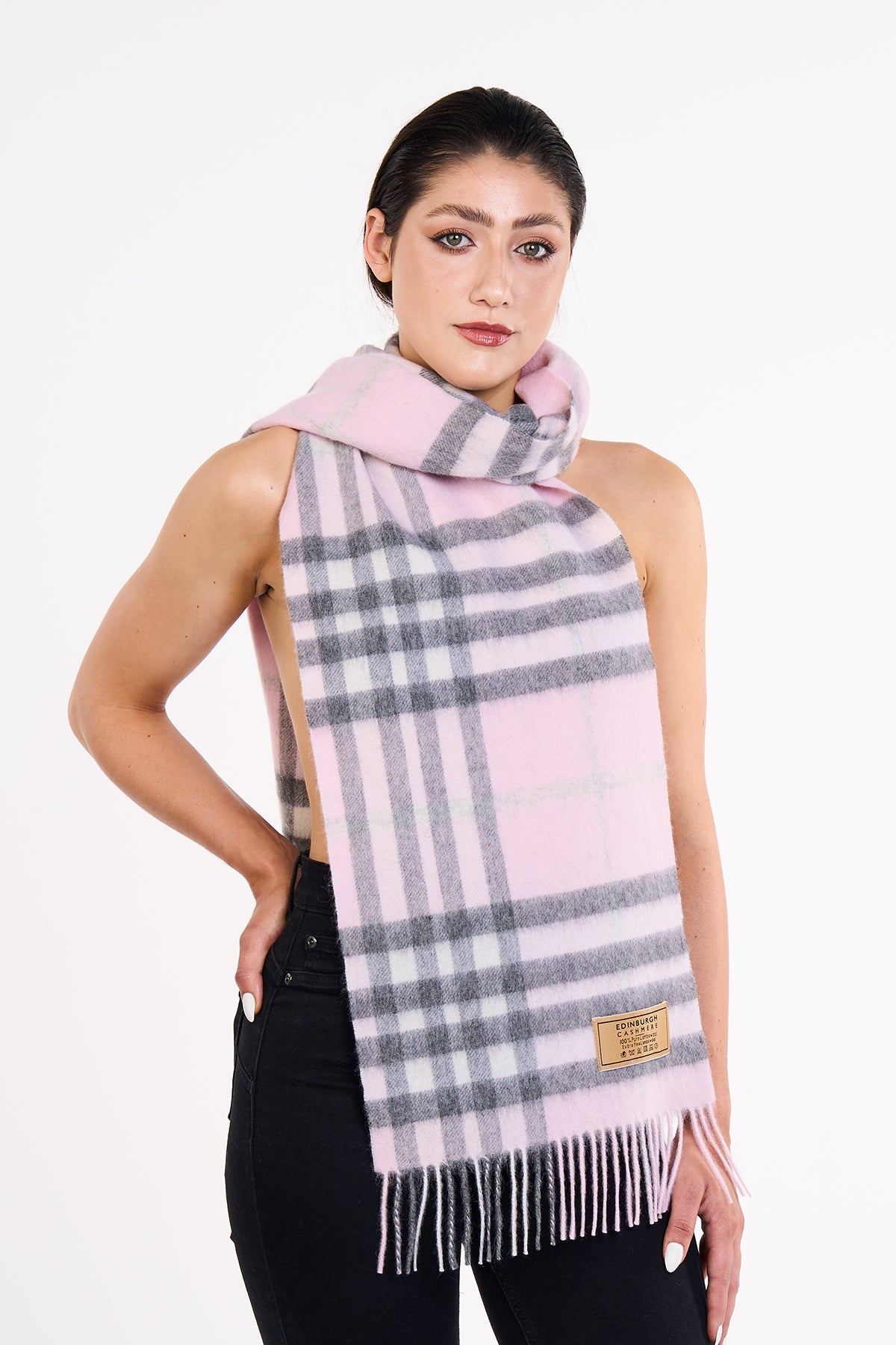 Lucchi Italy Cashmere Designer Scarf Iconic DC Classic Pink