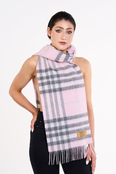 Lucchi Italy Cashmere Designer Scarf Iconic DC Classic Pink