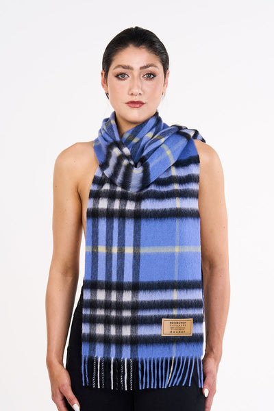 100% Pure Cashmere Designer Scarf Iconic DC Classic Blue