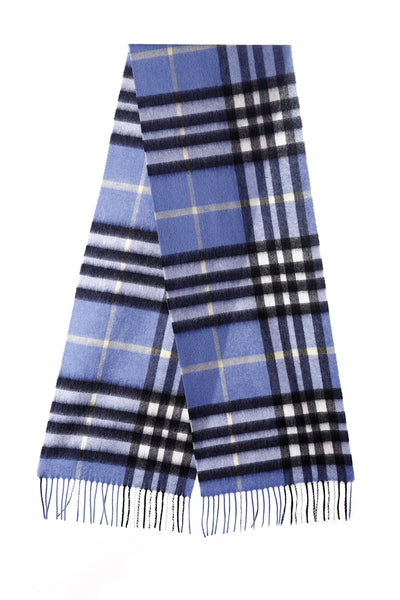Lucchi Italy 100% Pure Cashmere Designer Scarf Iconic DC Classic Blue