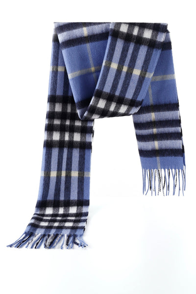 Lucchi Italy 100% Pure Cashmere Designer Scarf Iconic DC Classic Blue