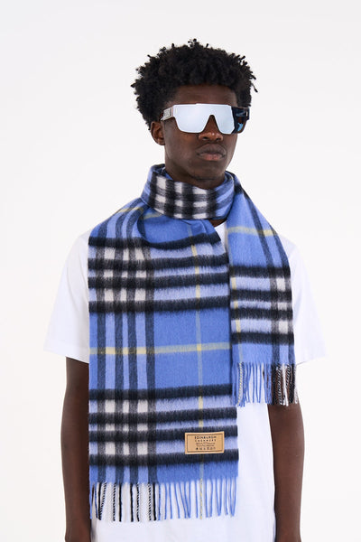 Lucchi Italy 100% Pure Cashmere Designer Scarf Iconic DC Classic Blue