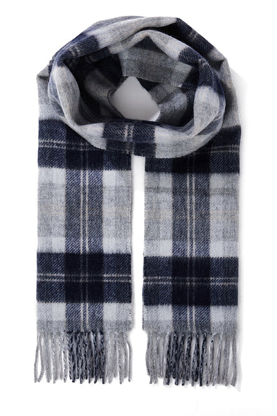 Lucchi Italy Reversible Scarf Bannockbane Silver 100% Pure Lambswool