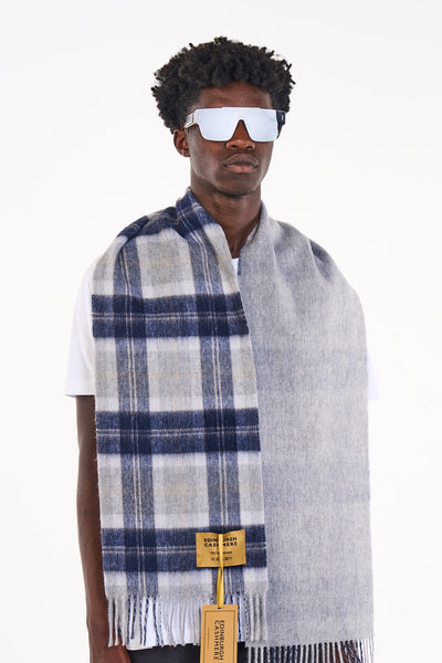 Lucchi Italy Reversible Scarf Bannockbane Silver 100% Pure Lambswool