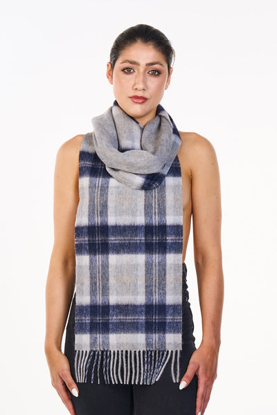 Lucchi Italy Reversible Scarf Bannockbane Silver 100% Pure Lambswool
