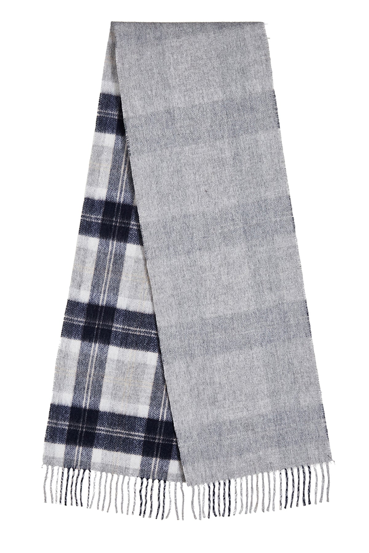 Lucchi Italy Reversible Scarf Bannockbane Silver 100% Pure Lambswool