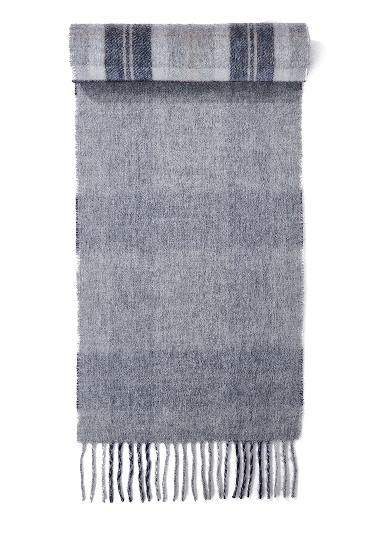 Lucchi Italy Reversible Scarf Bannockbane Silver 100% Pure Lambswool