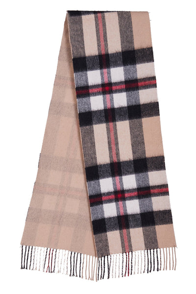 Lucchi Italy Reversible Scarf DC Design Camel 100% Pure Lambswool