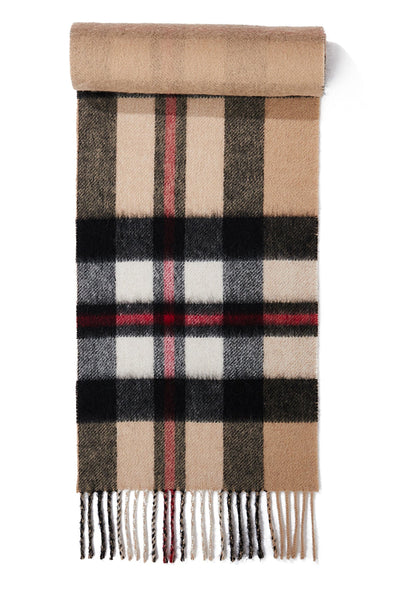 Lucchi Italy Reversible Scarf DC Design Camel 100% Pure Lambswool