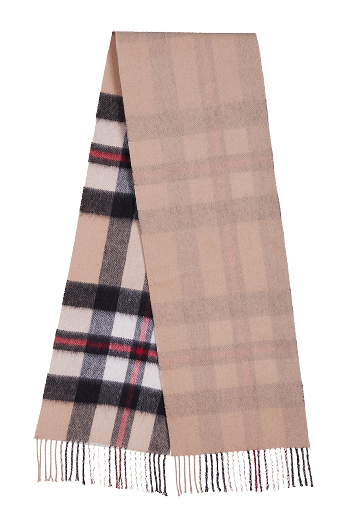 Lucchi Italy Reversible Scarf DC Design Camel 100% Pure Lambswool