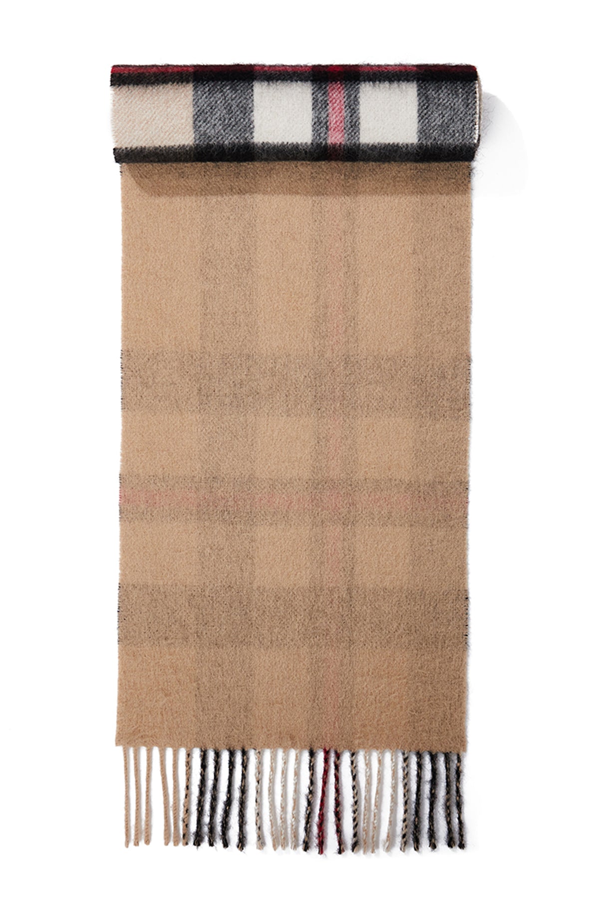 Lucchi Italy Reversible Scarf DC Design Camel 100% Pure Lambswool
