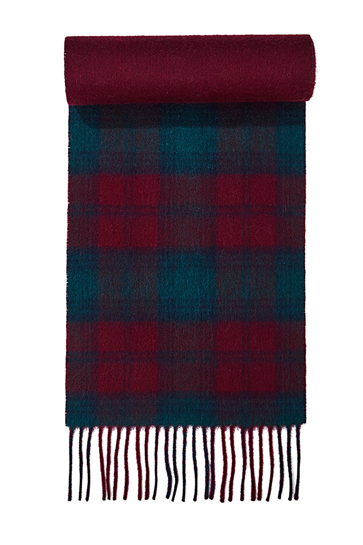 Lucchi Italy Reversible Scarf Lindsay Burgundy 100% Pure Lambswool