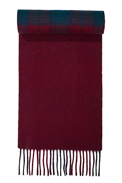Lucchi Italy Reversible Scarf Lindsay Burgundy 100% Pure Lambswool