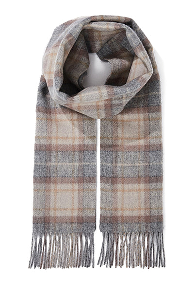 Lucchi Italy Reversible Scarf MacKellar Dark Grey 100% Pure Lambswool