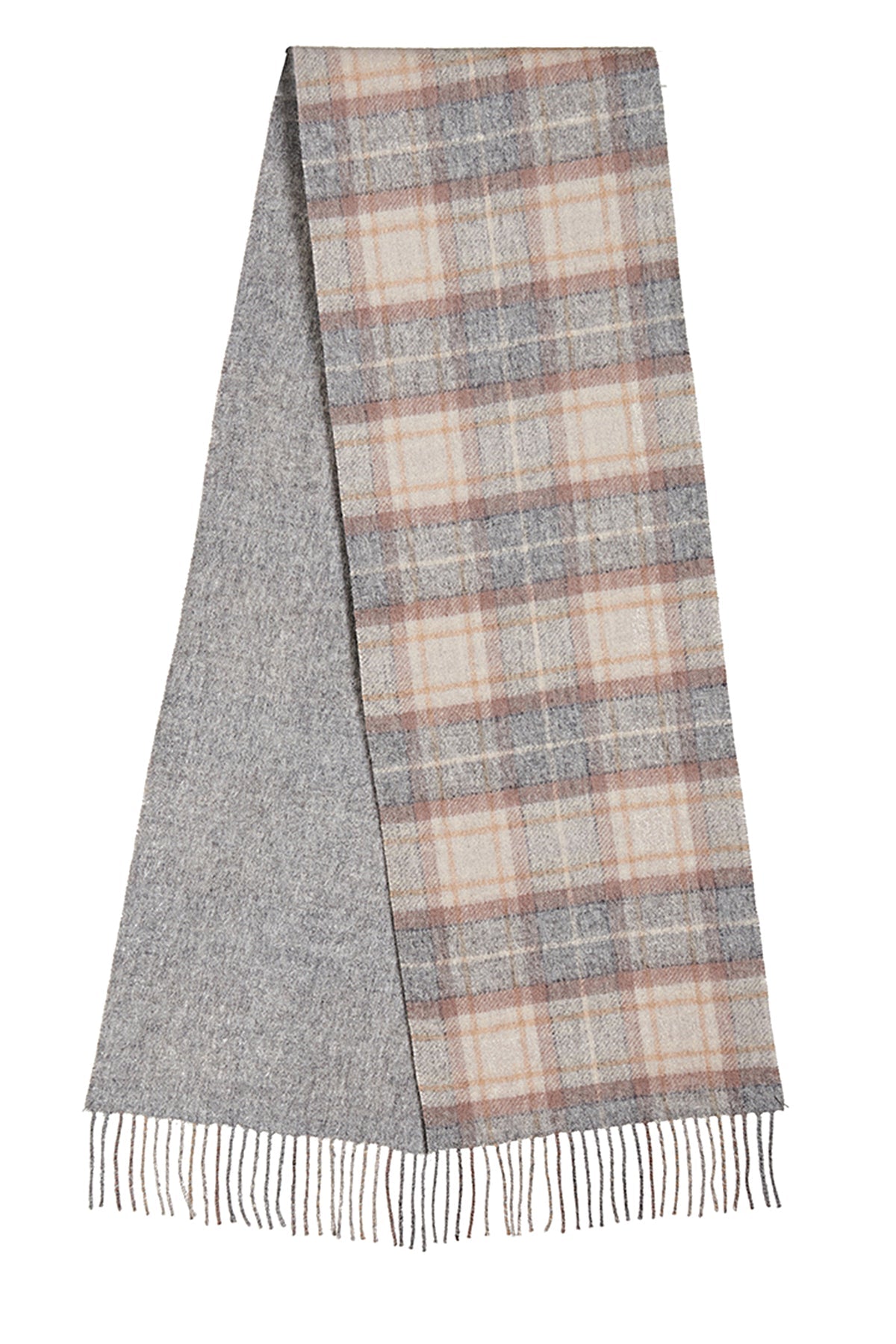 Lucchi Italy Reversible Scarf MacKellar Dark Grey 100% Pure Lambswool