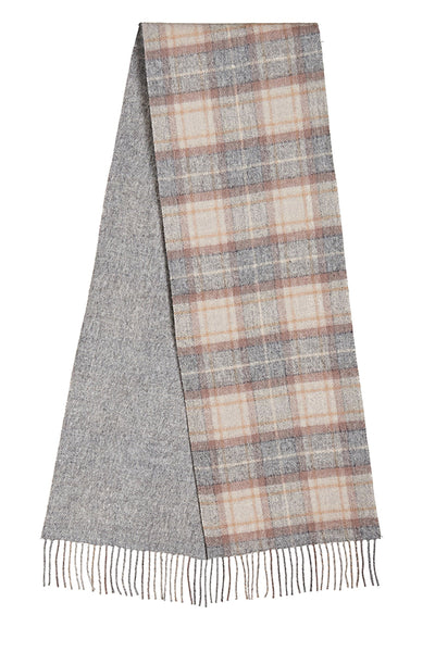 Lucchi Italy Reversible Scarf MacKellar Dark Grey 100% Pure Lambswool