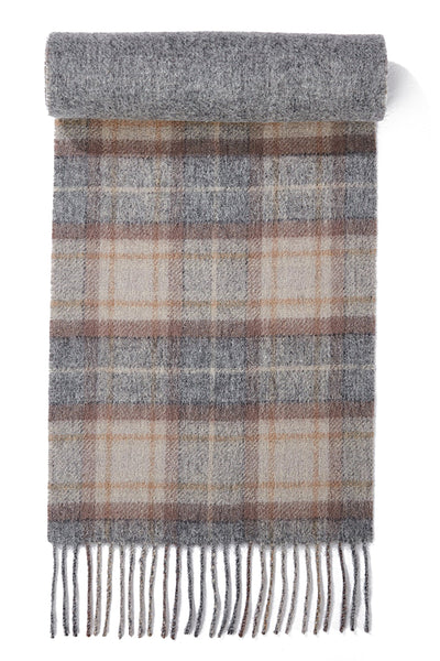 Lucchi Italy Reversible Scarf MacKellar Dark Grey 100% Pure Lambswool