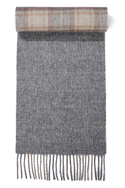 Lucchi Italy Reversible Scarf MacKellar Dark Grey 100% Pure Lambswool