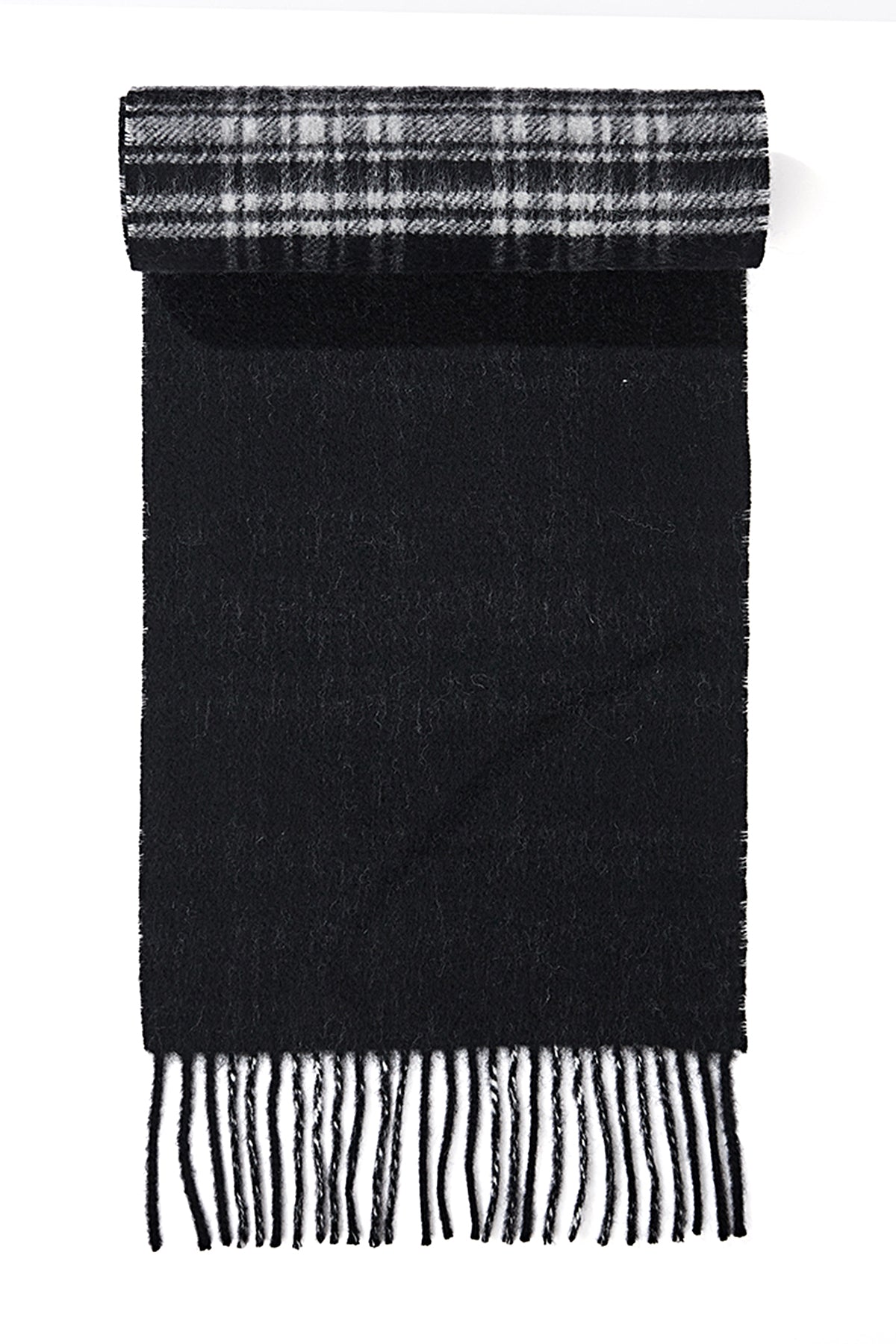 Lucchi Italy Reversible Scarf Menzies Black 100% Pure Lambswool