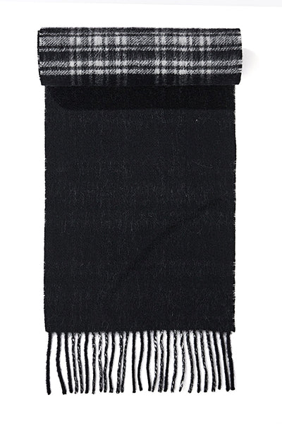 Lucchi Italy Reversible Scarf Menzies Black 100% Pure Lambswool