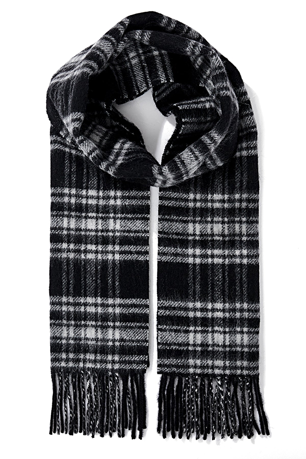 Lucchi Italy Reversible Scarf Menzies Black 100% Pure Lambswool