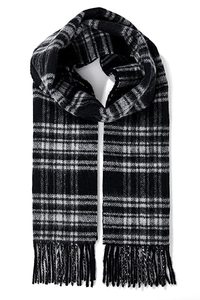 Lucchi Italy Reversible Scarf Menzies Black 100% Pure Lambswool