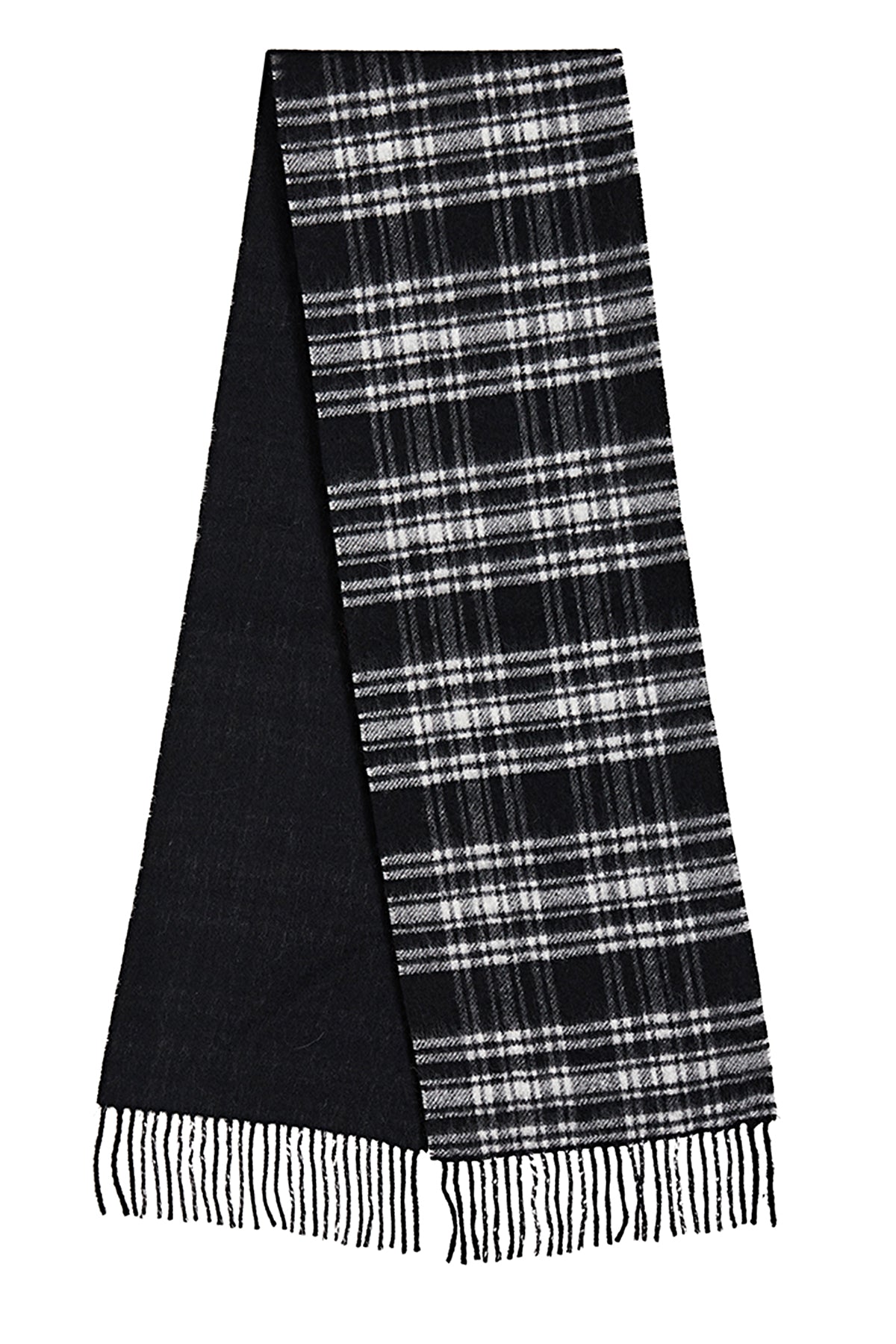 Lucchi Italy Reversible Scarf Menzies Black 100% Pure Lambswool