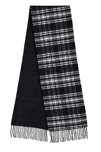 Lucchi Italy Reversible Scarf Menzies Black 100% Pure Lambswool