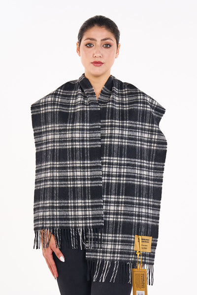 Lucchi Italy Reversible Scarf Menzies Black 100% Pure Lambswool