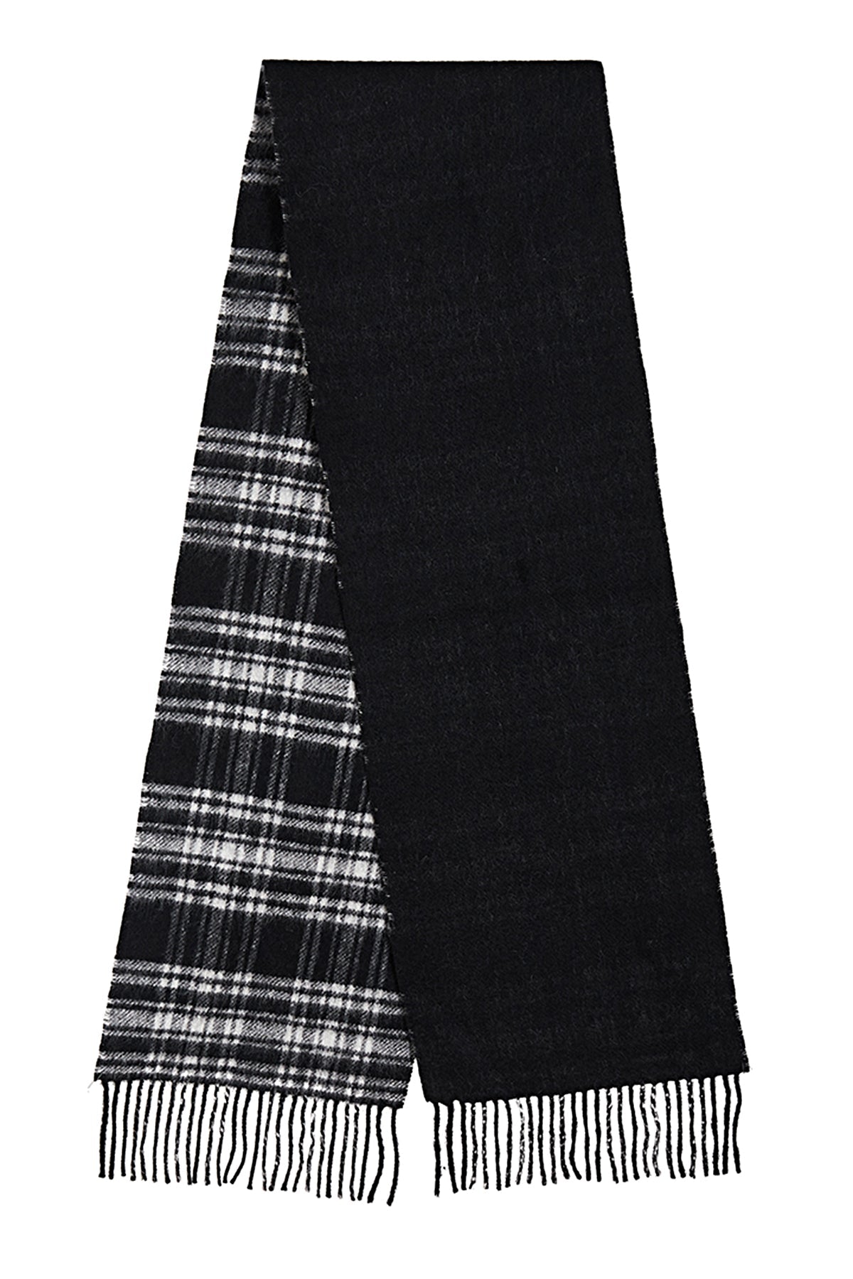 Lucchi Italy Reversible Scarf Menzies Black 100% Pure Lambswool