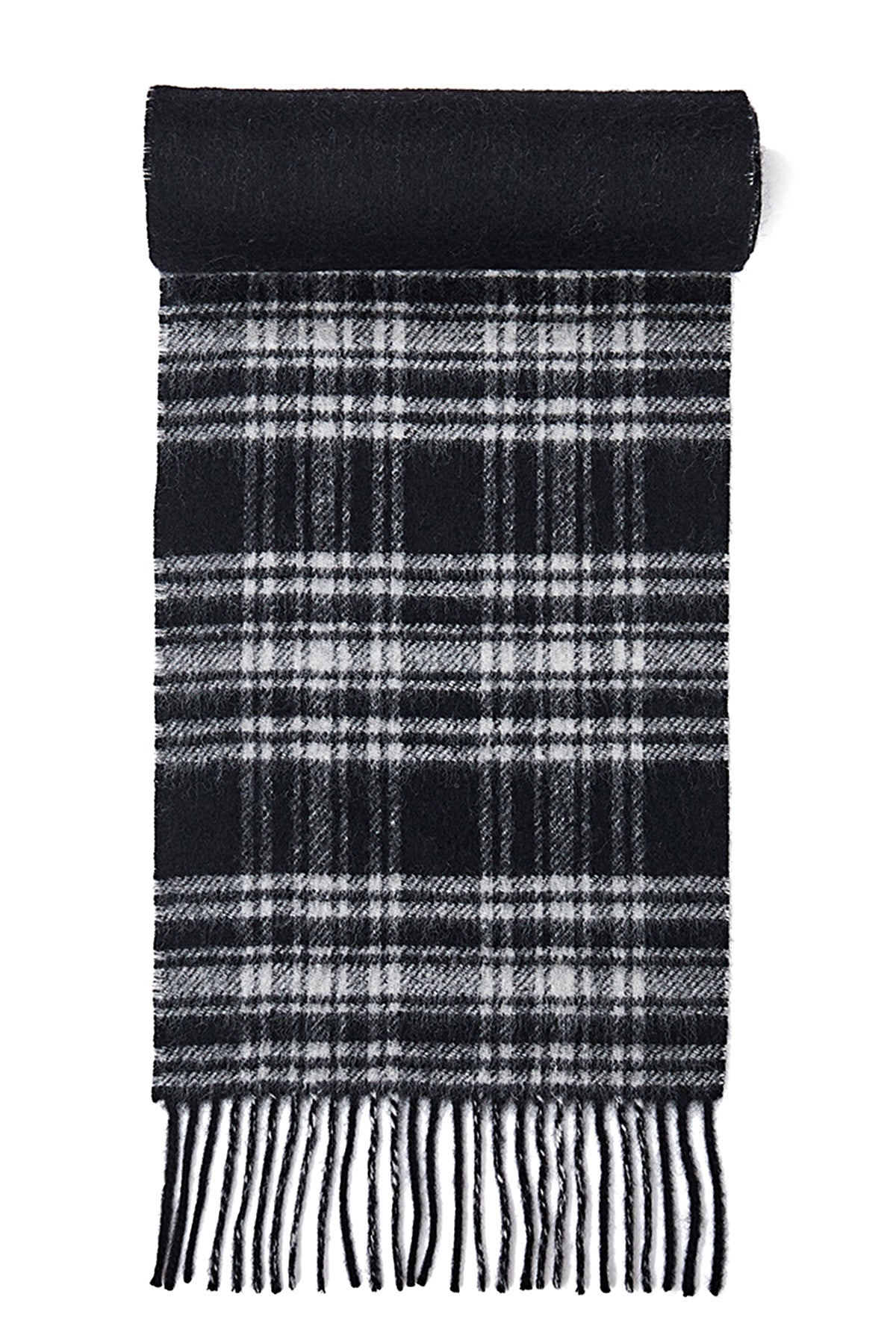 Lucchi Italy Reversible Scarf Menzies Black 100% Pure Lambswool