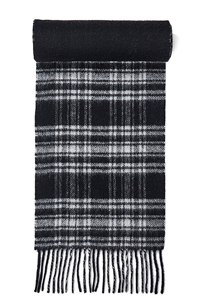 Lucchi Italy Reversible Scarf Menzies Black 100% Pure Lambswool
