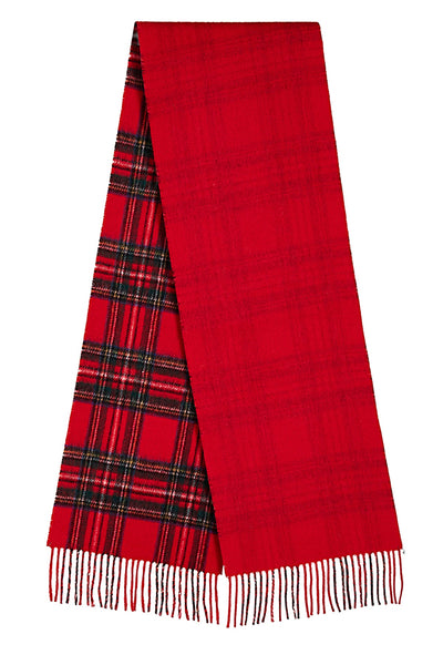 Lucchi Italy Reversible Scarf Royal Stewart Red 100% Pure Lambswool