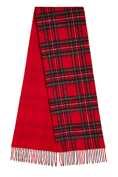 Lucchi Italy Reversible Scarf Royal Stewart Red 100% Pure Lambswool