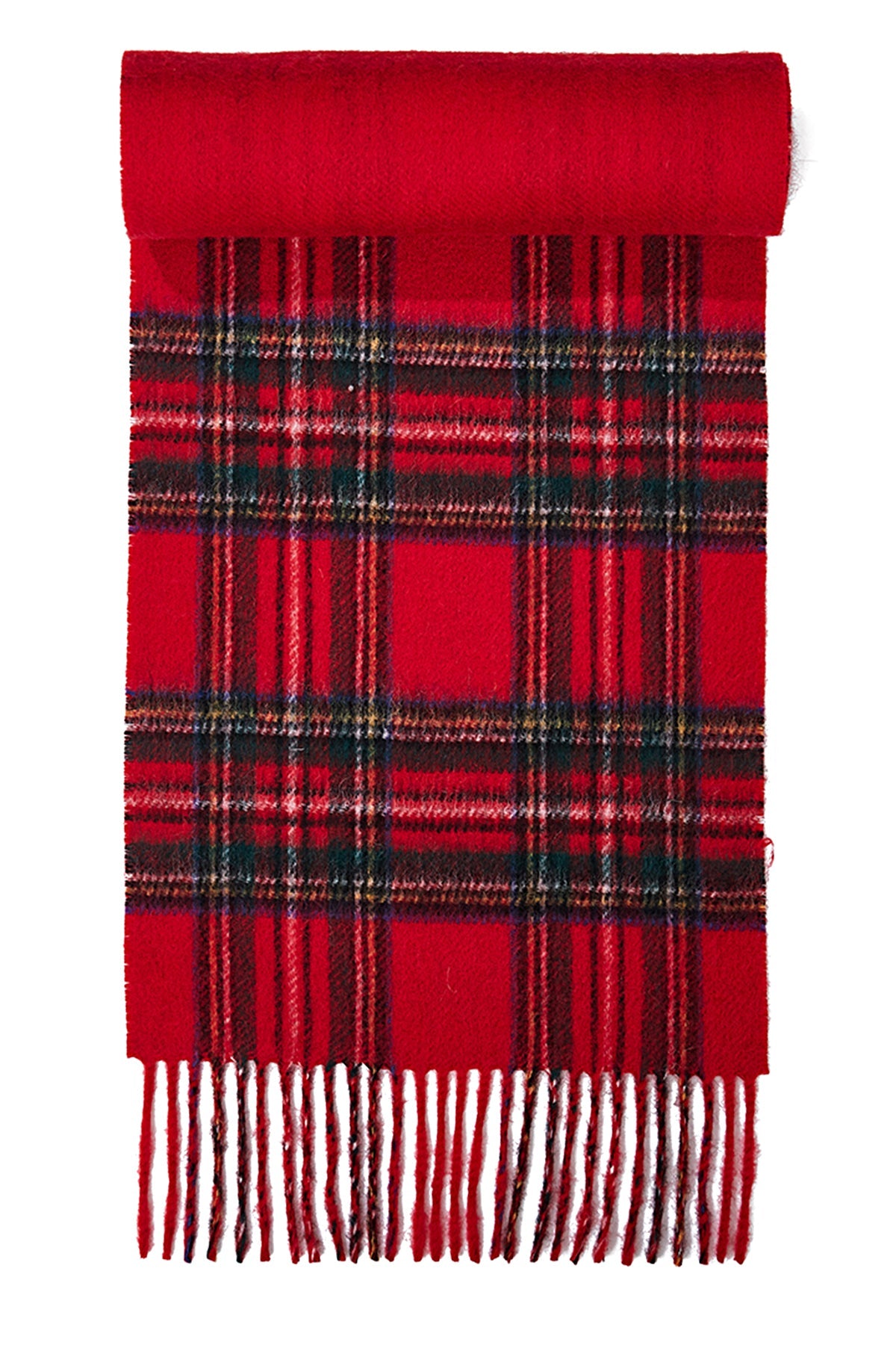 Lucchi Italy Reversible Scarf Royal Stewart Red 100% Pure Lambswool