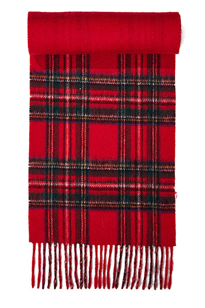 Lucchi Italy Reversible Scarf Royal Stewart Red 100% Pure Lambswool