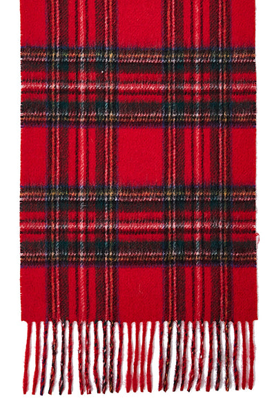 Lucchi Italy Reversible Scarf Royal Stewart Red 100% Pure Lambswool