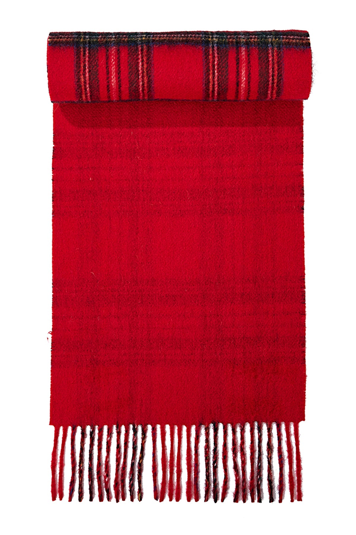 Lucchi Italy Reversible Scarf Royal Stewart Red 100% Pure Lambswool