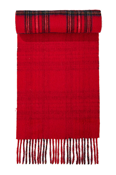 Lucchi Italy Reversible Scarf Royal Stewart Red 100% Pure Lambswool