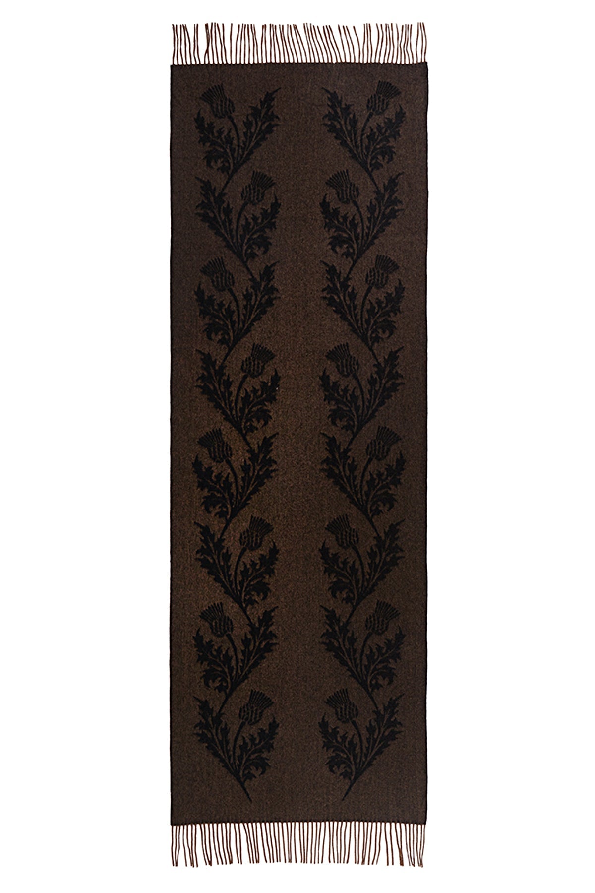 Lucchi Italy Cashmere Scarf Double Thistle Brown Oversized Wrap