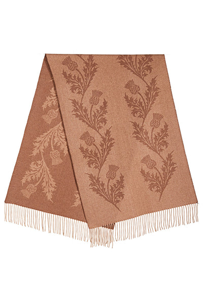 Lucchi Italy Cashmere Scarf Double Thistle Camel Oversized Wrap