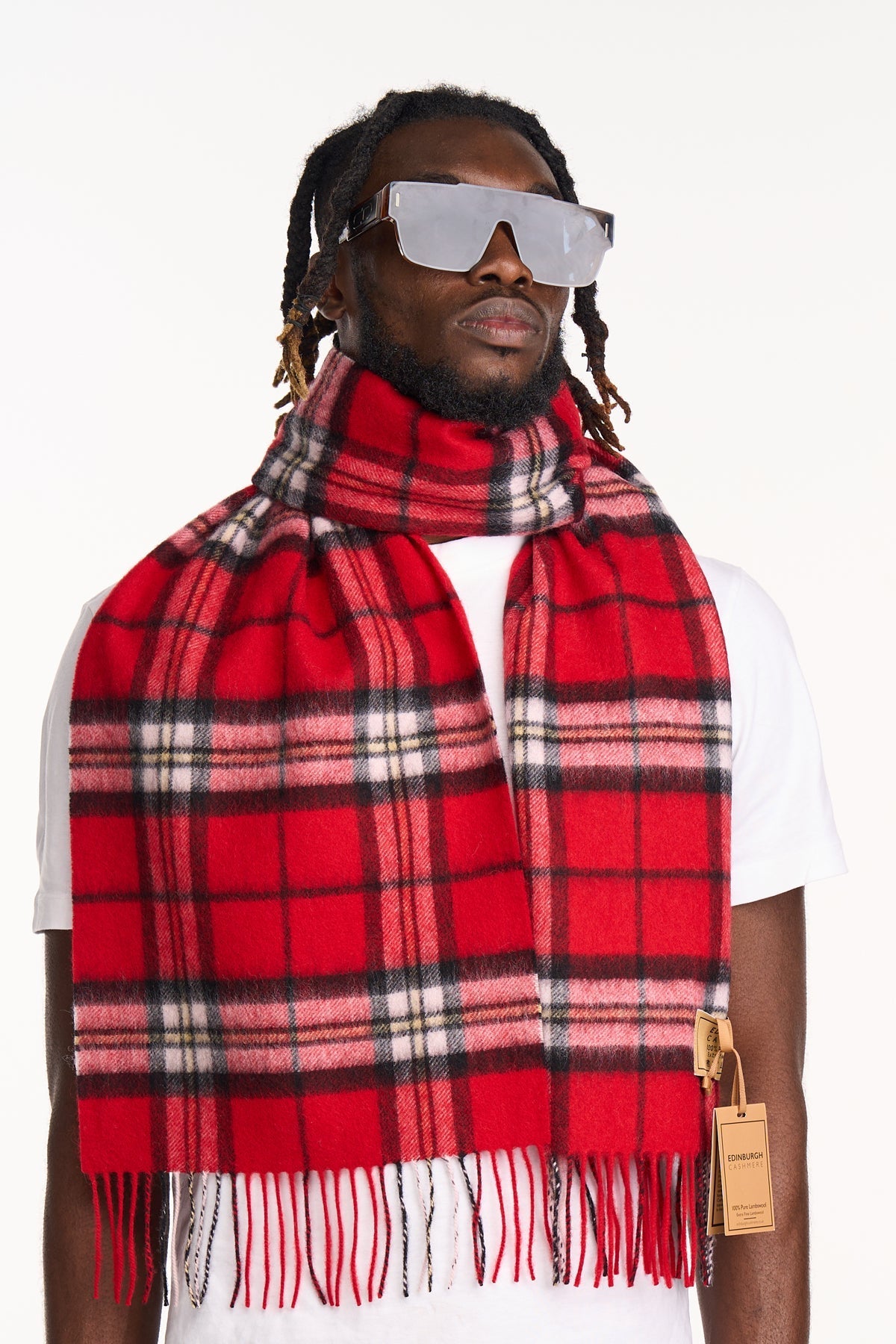 Lucchi Italy 100% Pure Cashmere Scarf Scottish Thomson Red Check Design