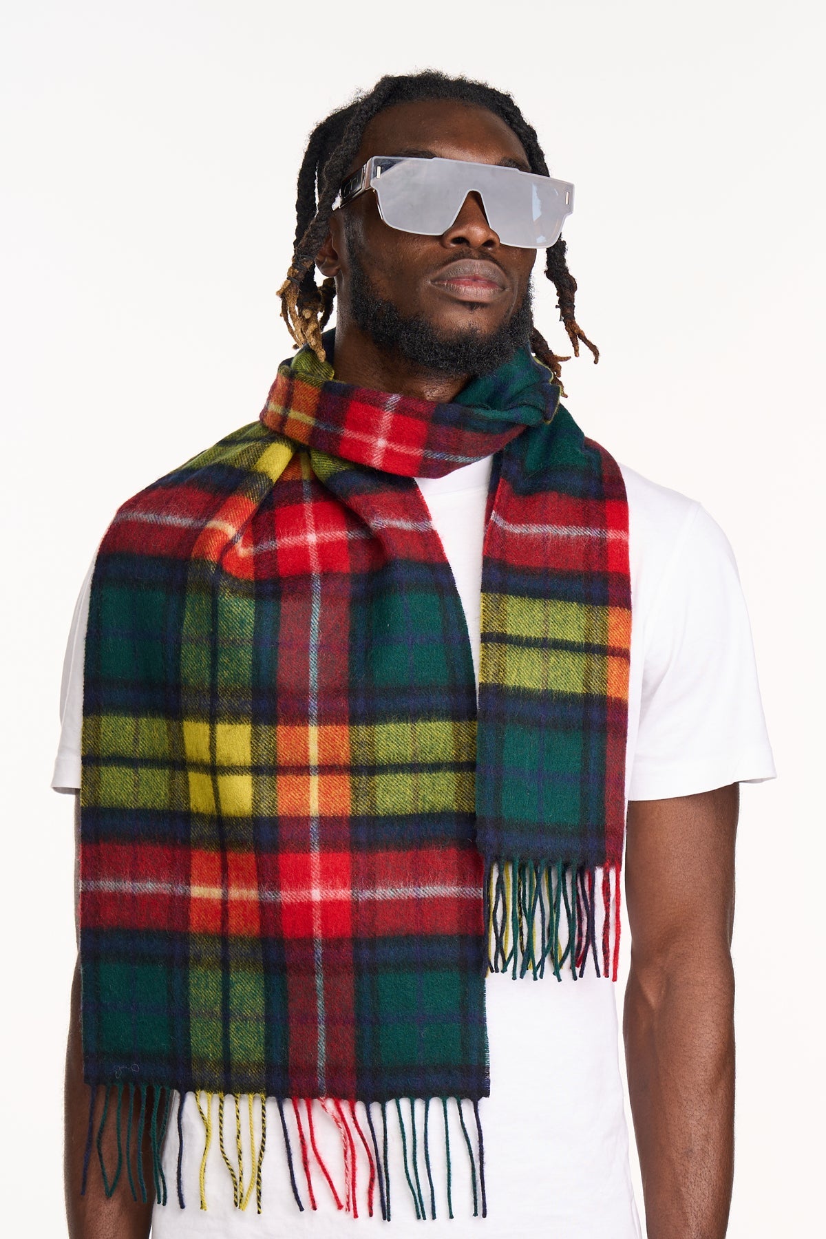 Lucchi Italy 100% Pure Cashmere Scarf Scottish Design Buchanan Tartan - Big Size