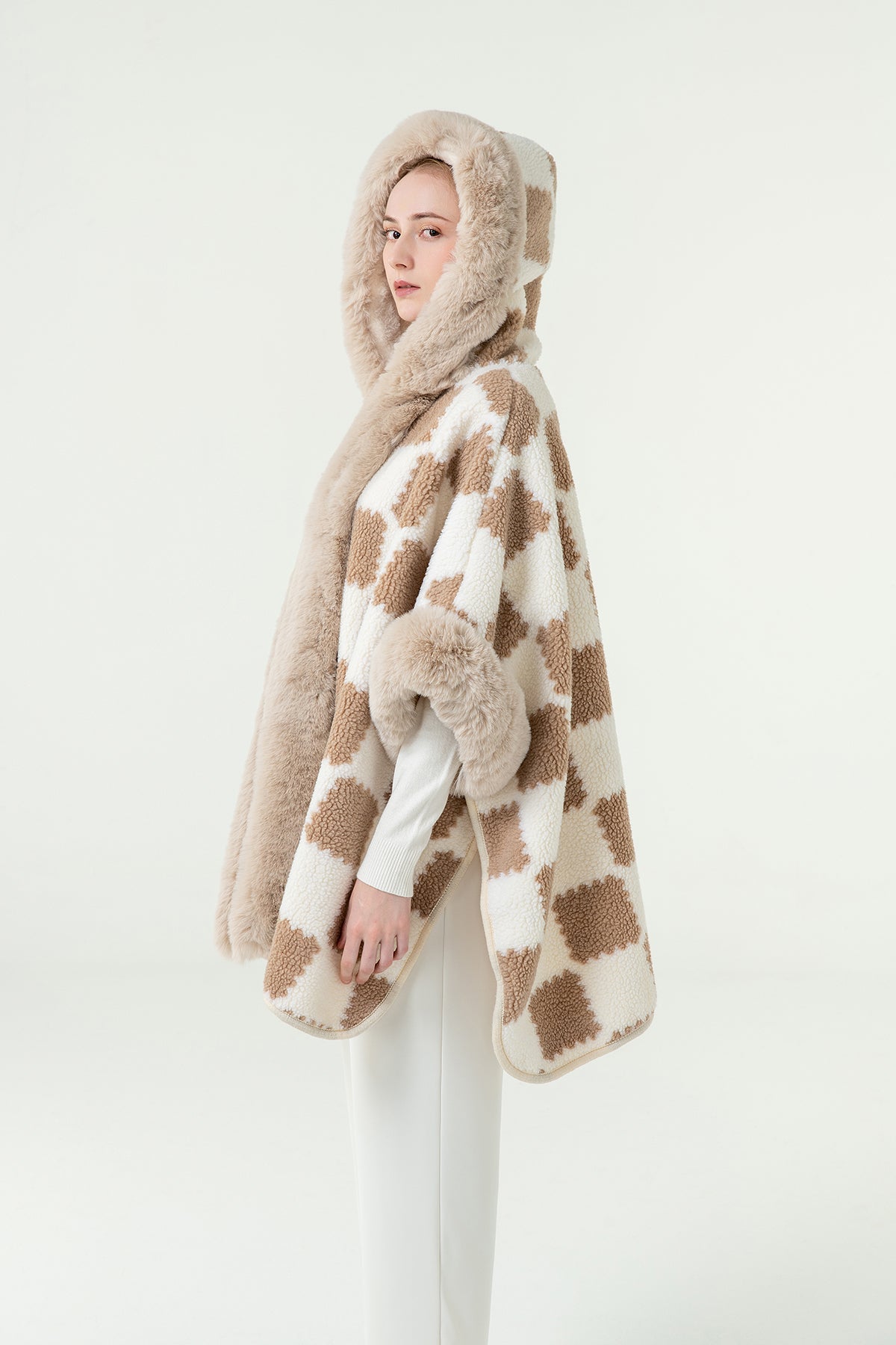 Lucchi Italy Women's Hooded Cape - Beige