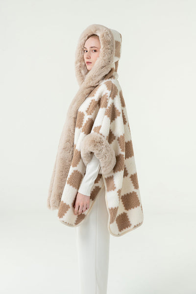 Lucchi Italy Women's Hooded Cape - Beige