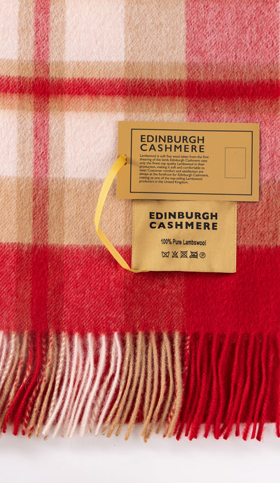 100% Pure Lambswool Scarf DC Red/Cream