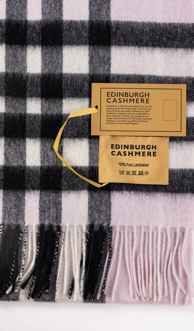 100% Pure Lambswool Scarf DC Check Light Pink